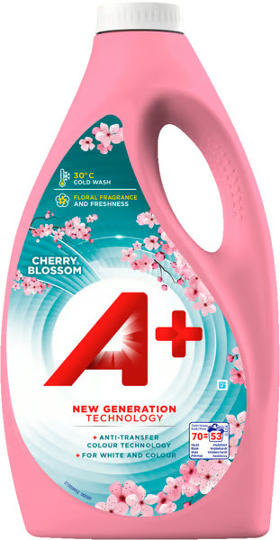 A+ Detergente para Roupa Cherry Blossom 3,18 Litros