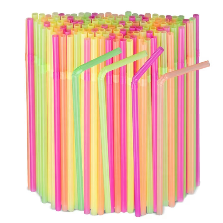 Canudos de Plástico Flexíveis Reutilizáveis x250 6/240 Fluo